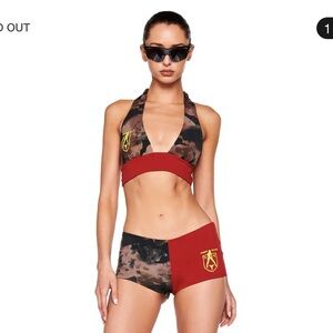 I.AM.GIA Camo and Red Bikini Top Set